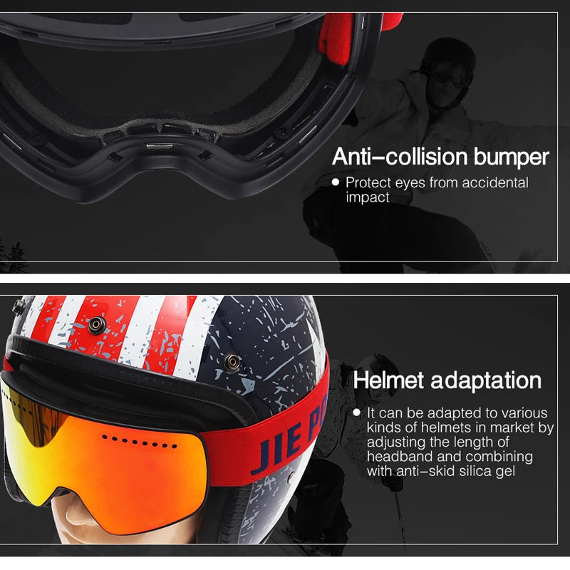 Magnetic Ski Goggles Winter Snow Sports Snowboard Goggles Anti-fog UV Protection Snowmobile Spherical Riding Skiing Eyewear Mask