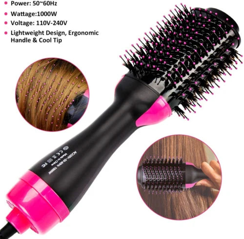 3 In 1 Electric Hair Straightener Brush Hair Curler Hair Dryer Brush Rotating Hot Air Comb Negative Ion Hair Styler Comb