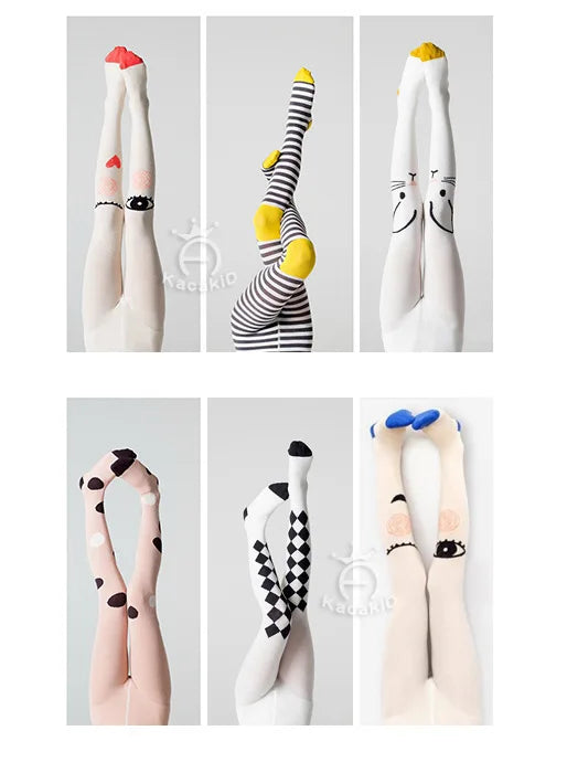 Baby Girls Pants Tights 1-7Y Kids New Autumn Winter Warm Cute Cartoon Big Eyes Pant Long Stockings Velvet Stock For Girls
