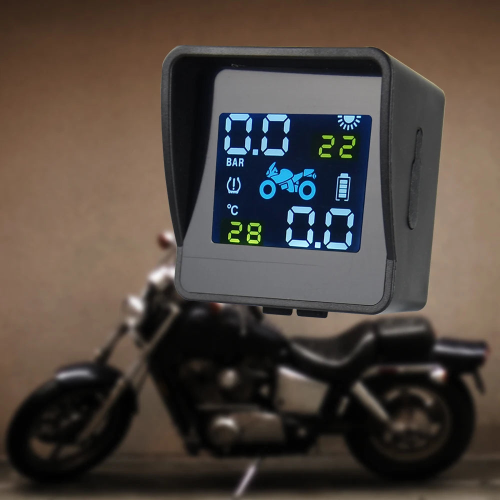 Best quality USB Solar Charging Motorcycle TPMS Motor Tire Pressure Tyre Temperature Monitoring Alarm System with 2 External