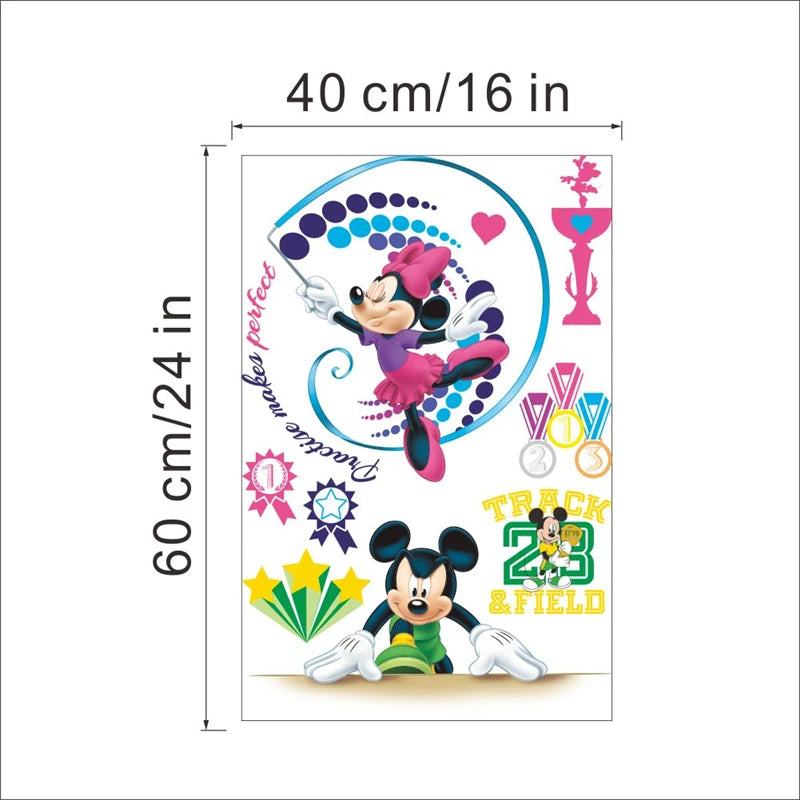 Cartoon Mickey Minnie Wall Stickers For Kids Room Bedroom Wall Decoration Movie Posters Door Sticker Gifts for kids