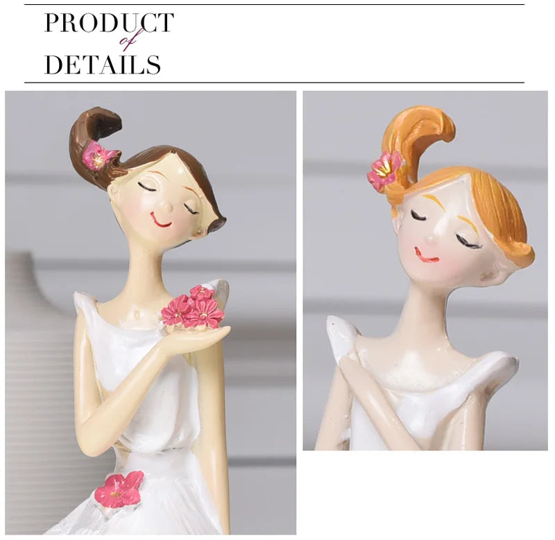 2pcs/set Beautiful Angel Resin Craft Fairy Figurines Wedding Gift Home Decoration hogar moderno fairy nordic garden angel