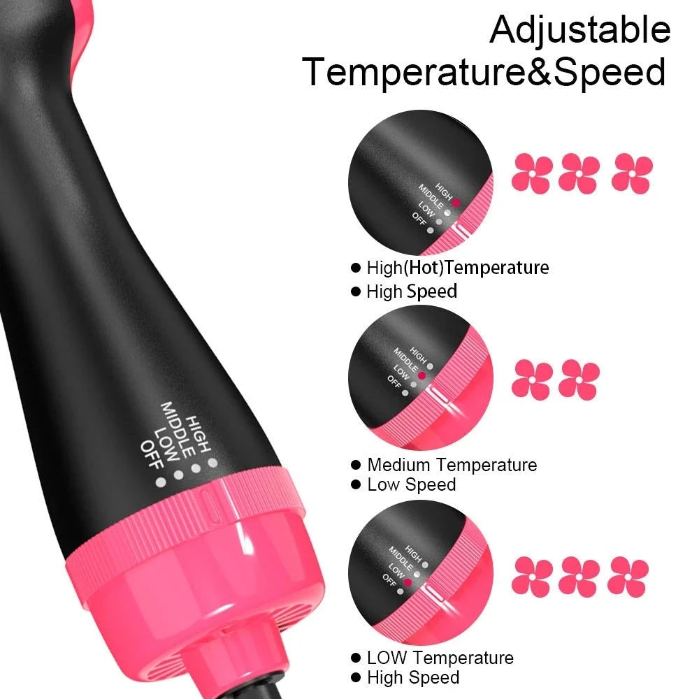 3 In 1 Electric Hair Straightener Brush Hair Curler Hair Dryer Brush Rotating Hot Air Comb Negative Ion Hair Styler Comb