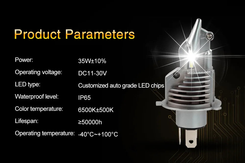 EURS H4 Led Car headlight Canbus Light Led H4 hi/lo beam 3000K 4300K 6000K fighter H4 Car Motorcycle Headlamp 12V 24V Auto lamps