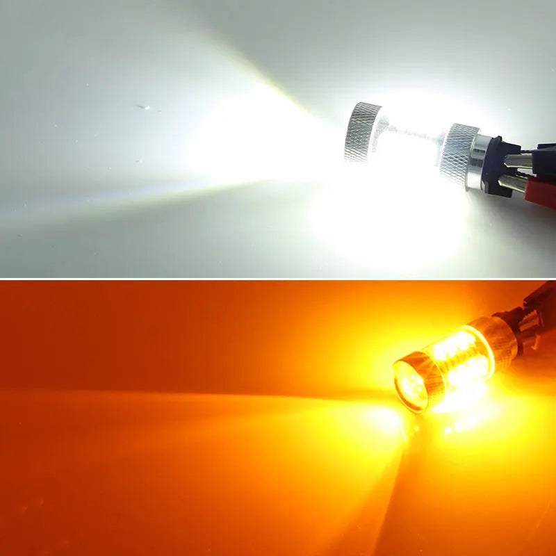 2PCS Amber Yellow White 80w PW24W PWY24W LED Bulbs For Audi A3 A4 A5 Q3 VW MK7 Golf CC Fusion Front Turn Signal Lights