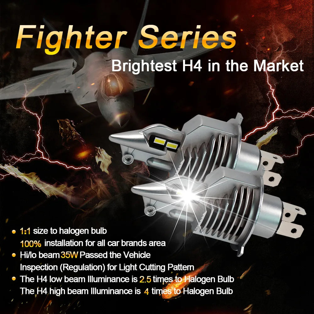 EURS H4 Led Car headlight Canbus Light Led H4 hi/lo beam 3000K 4300K 6000K fighter H4 Car Motorcycle Headlamp 12V 24V Auto lamps