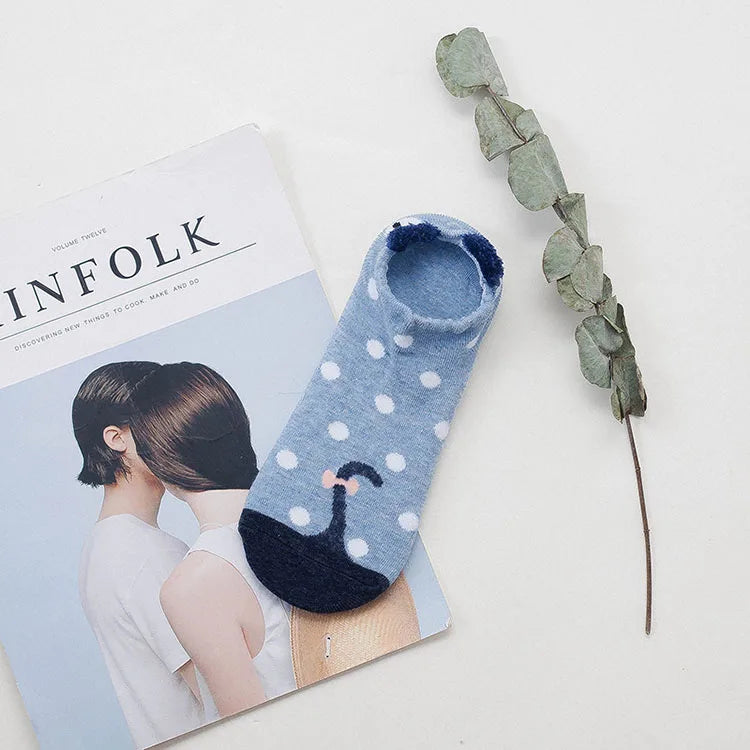 5 pairs women cotton socks stereoscopic Cute Animal Female Kawaii Cat With Dog Summer Short Socks Women Casual Soft Funny Socks