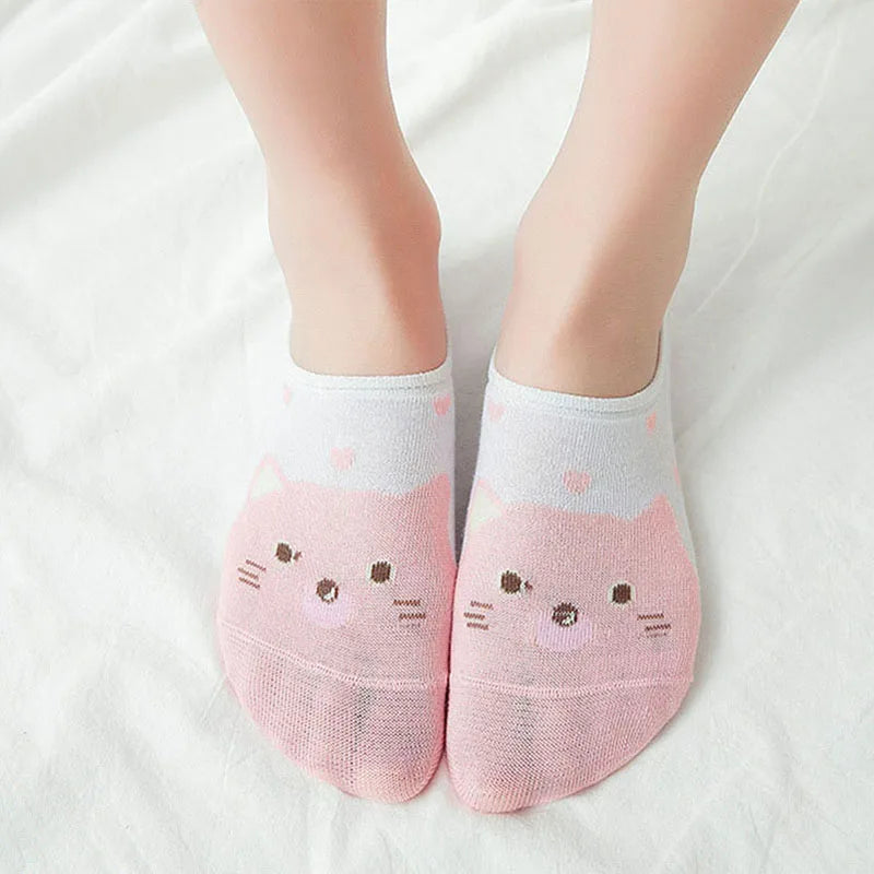 1 Pairs Cartoon Unicorn Cat Fox Socks Cute Animal Women Socks Summer Funny Short Ankle Socks Ladies Cotton Sock Dropship