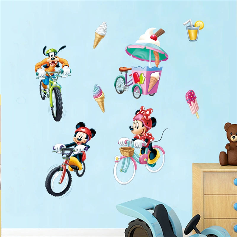 Cartoon Mickey Minnie Wall Stickers For Kids Room Bedroom Wall Decoration Movie Posters Door Sticker Gifts for kids