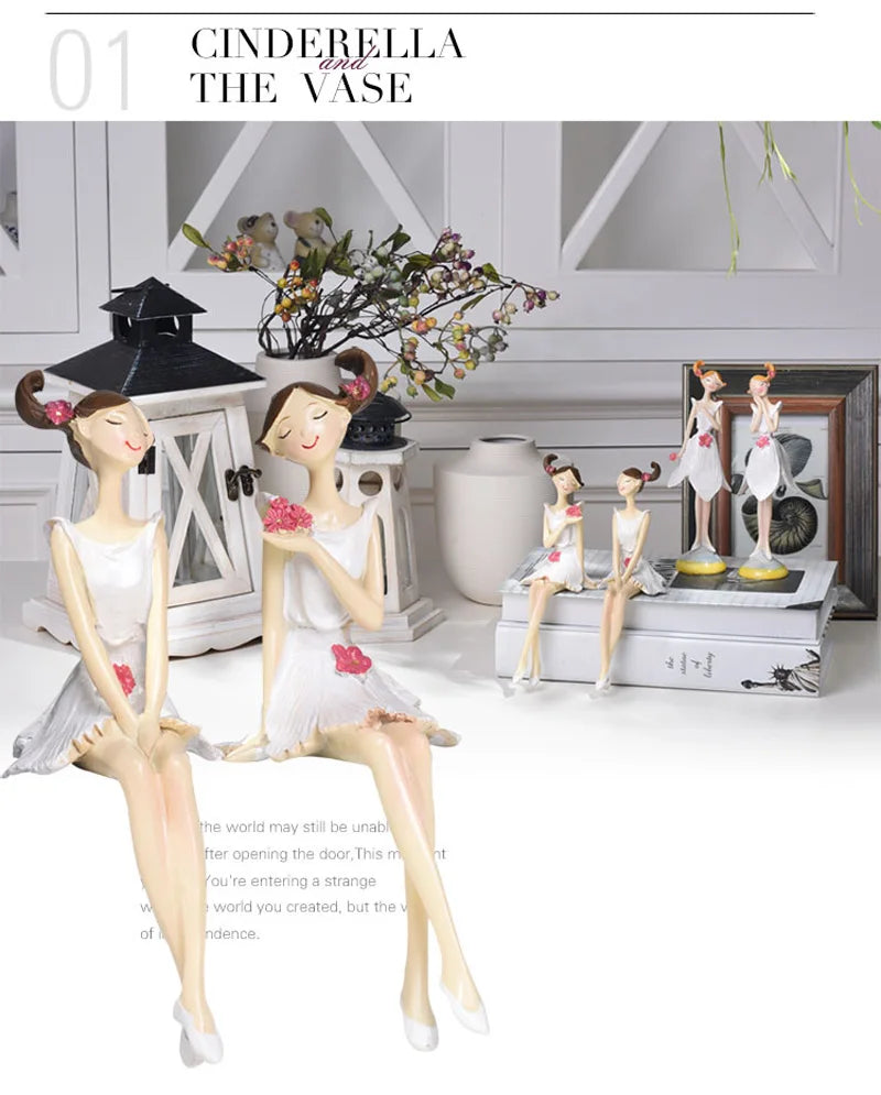 2pcs/set Beautiful Angel Resin Craft Fairy Figurines Wedding Gift Home Decoration hogar moderno fairy nordic garden angel