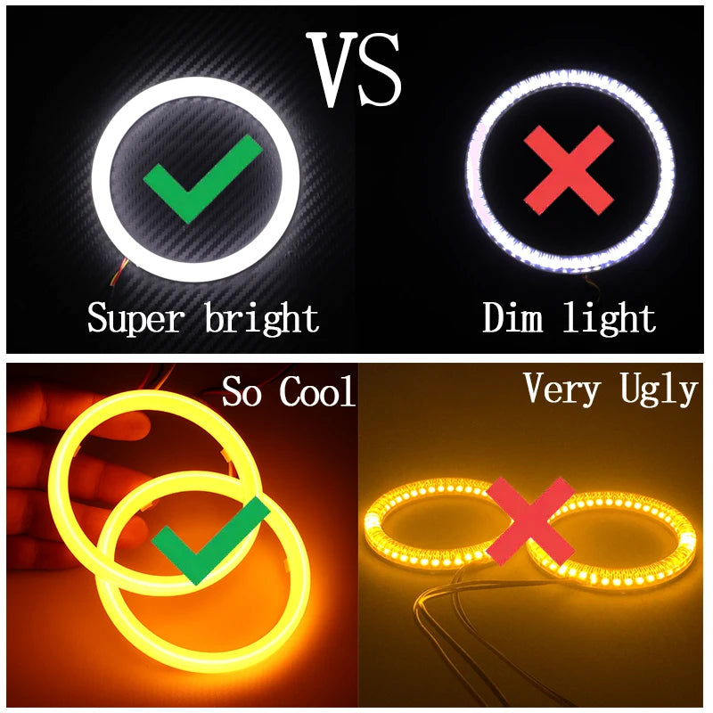 High Quality SMD Cotton Light Switchback LED Angel Eye Ring Kit For BMW E30 E32 E34 Car Accessories