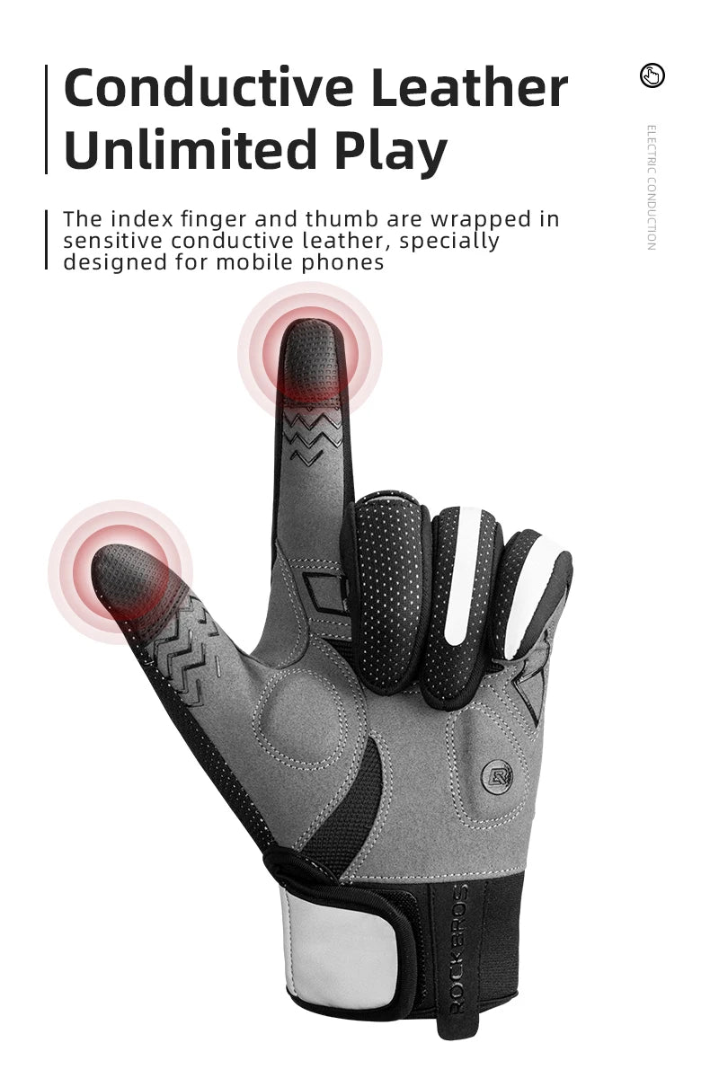 ROCKBROS Heated Winter Glove Cycling Gloves USB Electric Rechargeable Ski Gloves Touchscreen Motorcycle Riding Hiking Snow Glove