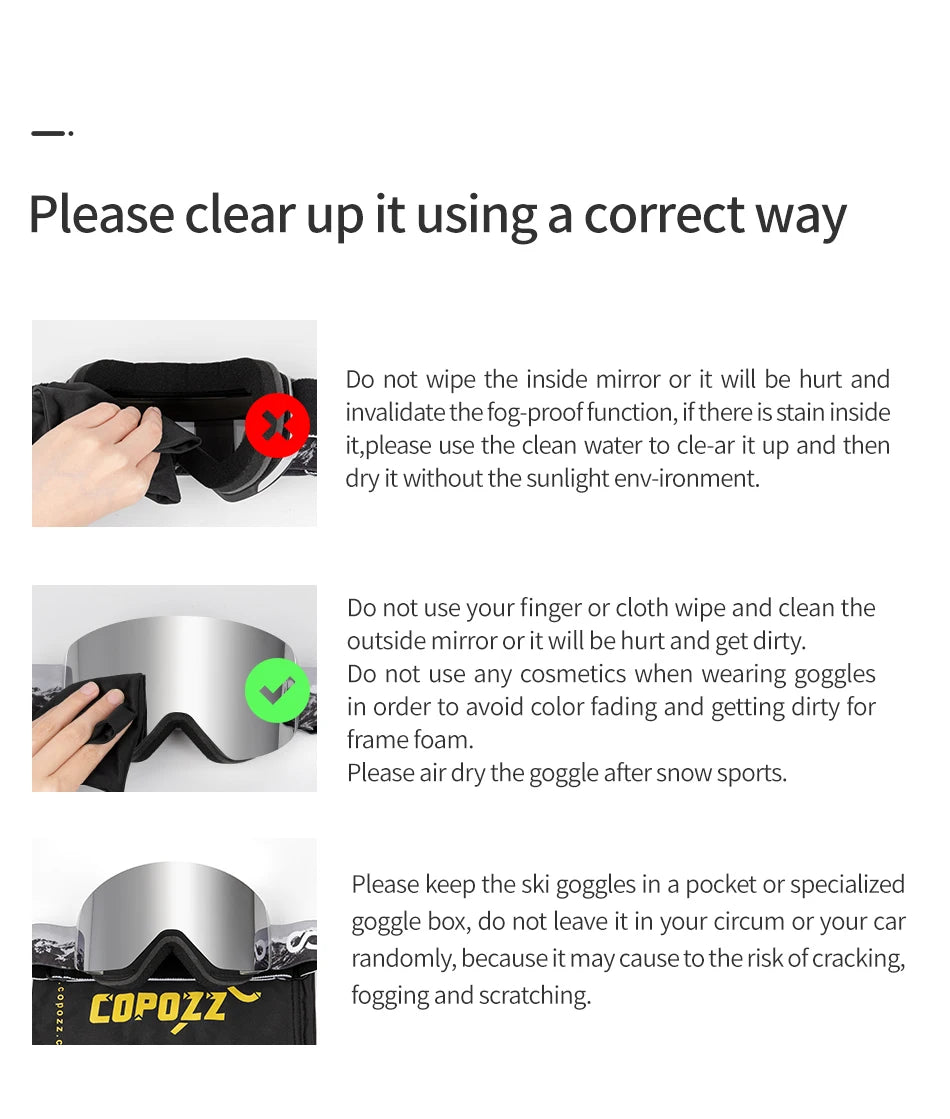COPOZZ Professional Winter Ski Goggles Magnetic Quick-Change Double Layers Anti-Fog Snowboard goggles Men Women Ski Equipment