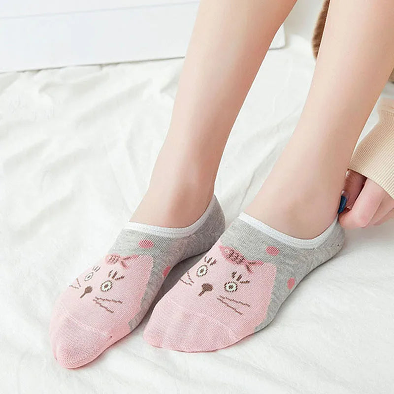 1 Pairs Cartoon Unicorn Cat Fox Socks Cute Animal Women Socks Summer Funny Short Ankle Socks Ladies Cotton Sock Dropship