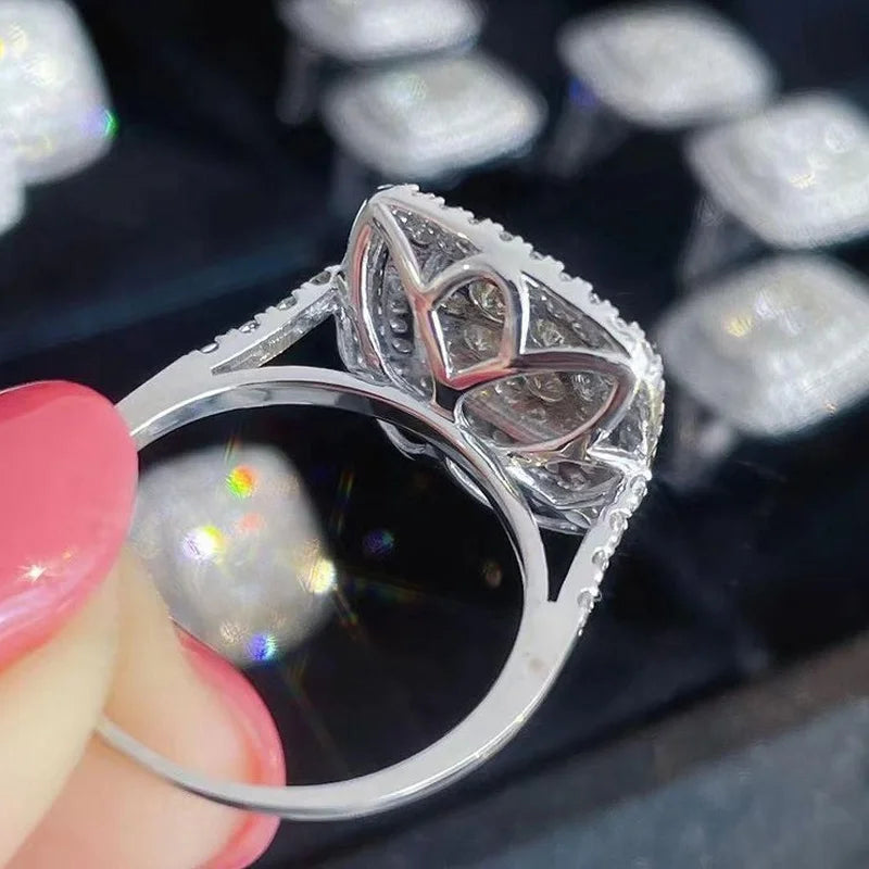 Huitan Bling Bling Cubic Zirconia Rings for Women Fashion Square Shaped Luxury Female Accessories Party Versatile Trendy Jewelry