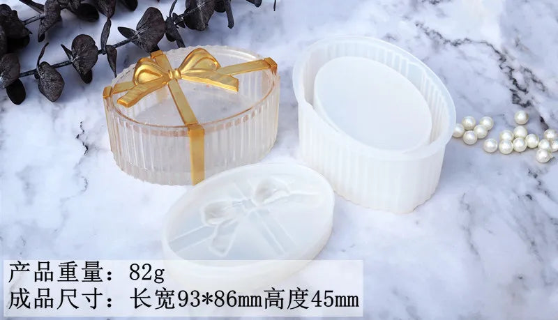 Love Storage Box Resin Crystal Silicone Mold DIY Bow Square Circular Oval Stripe Gift Gar Epoxy Mold Home Decoration Storage