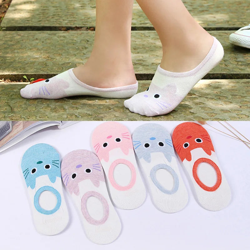 1 Pairs Cartoon Unicorn Cat Fox Socks Cute Animal Women Socks Summer Funny Short Ankle Socks Ladies Cotton Sock Dropship