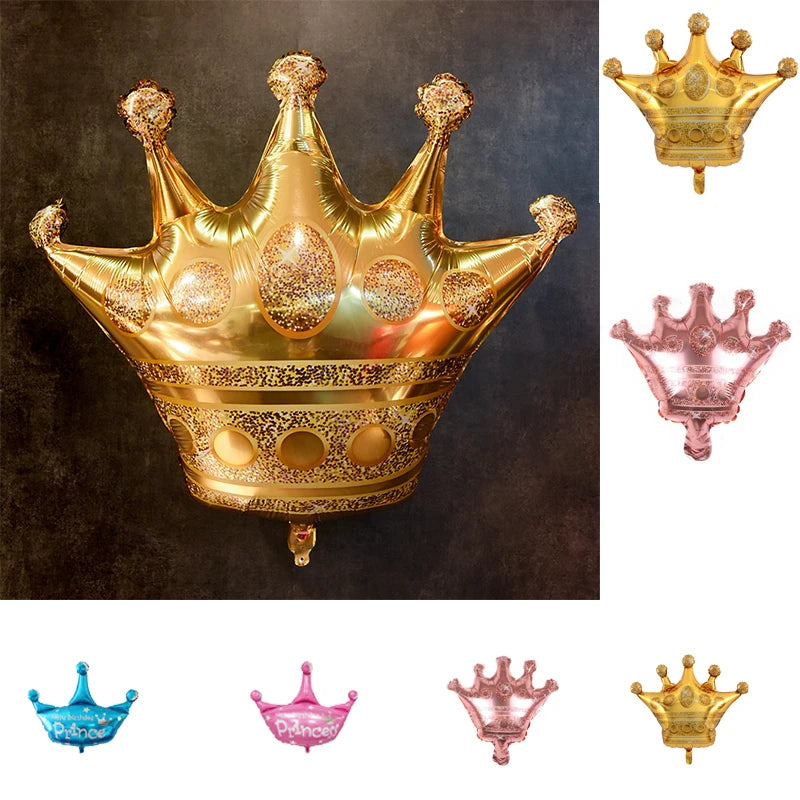 1pc large rose gold pink blue Noble Crown foil Balloons king queen Princess Birthday Party decoration Supplies Kids Toys