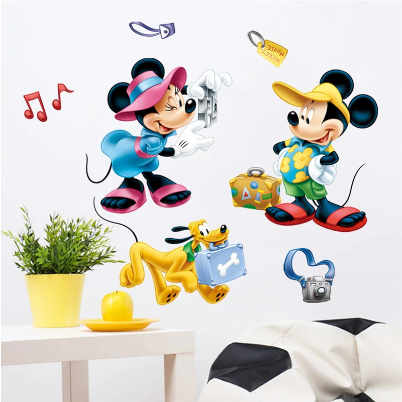 Cartoon Mickey Minnie Wall Stickers For Kids Room Bedroom Wall Decoration Movie Posters Door Sticker Gifts for kids