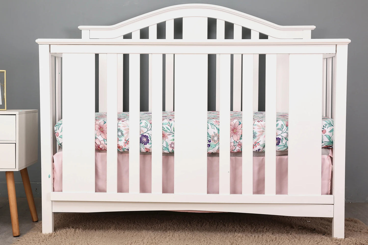 5 pcs Baby Crib Bedding Set for Girls hot sale including quilt, crib sheet, crib skirt,bumpers and pillow case