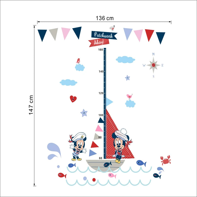 Cartoon Mickey Minnie Wall Stickers For Kids Room Bedroom Wall Decoration Movie Posters Door Sticker Gifts for kids
