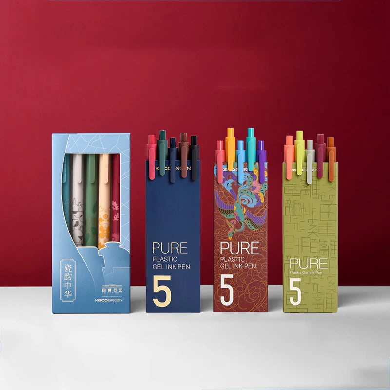 Kaco Retro Gel Pens 0.5MM Color Ink Joint Book Source Porcelain Rhyme China Series For School Office Student Writing Pen