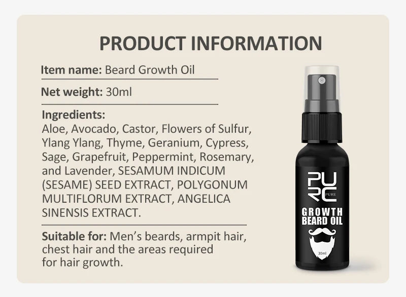 PURC Beard Oil for Men Nourishing Soften Beard Grooming Treatment Hair Oil Beard Care