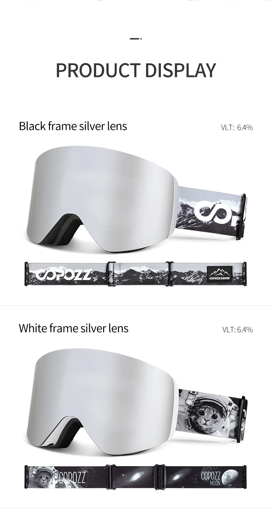 COPOZZ Professional Winter Ski Goggles Magnetic Quick-Change Double Layers Anti-Fog Snowboard goggles Men Women Ski Equipment