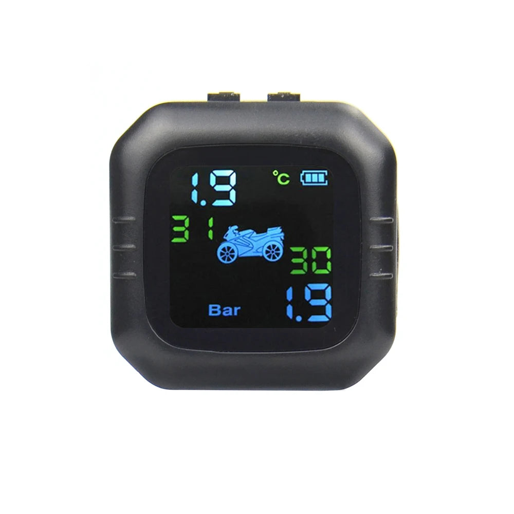 Best quality USB Solar Charging Motorcycle TPMS Motor Tire Pressure Tyre Temperature Monitoring Alarm System with 2 External