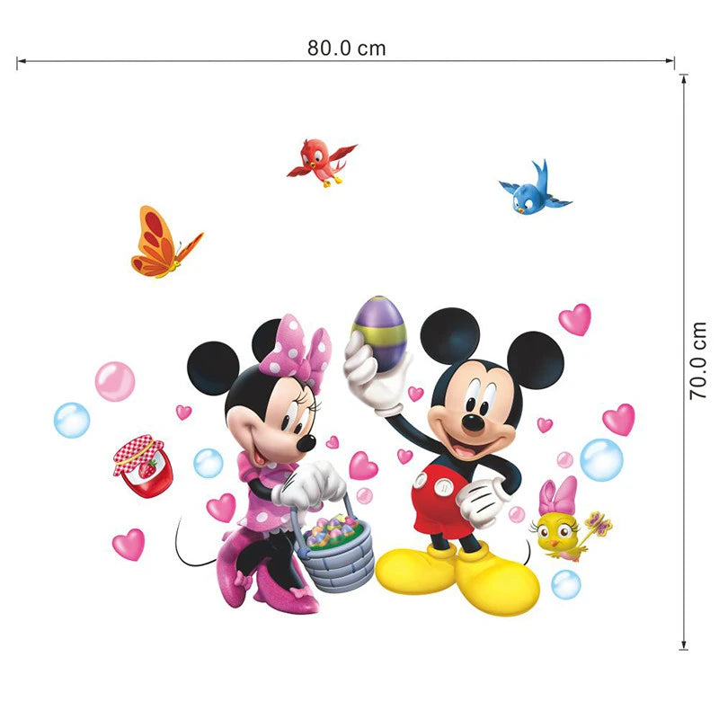 Cartoon Mickey Minnie Wall Stickers For Kids Room Bedroom Wall Decoration Movie Posters Door Sticker Gifts for kids