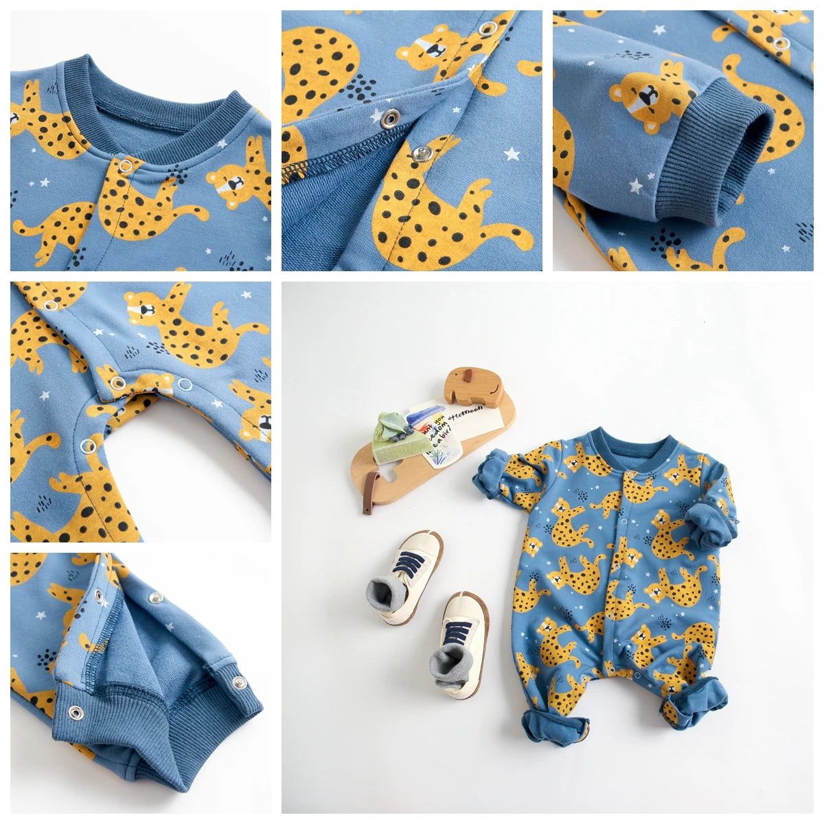 Sanlutoz Cartoon Baby Rompers Cotton Long Sleeve Infants Jumpsuits Cute Autumn Winter Toddler Clothes