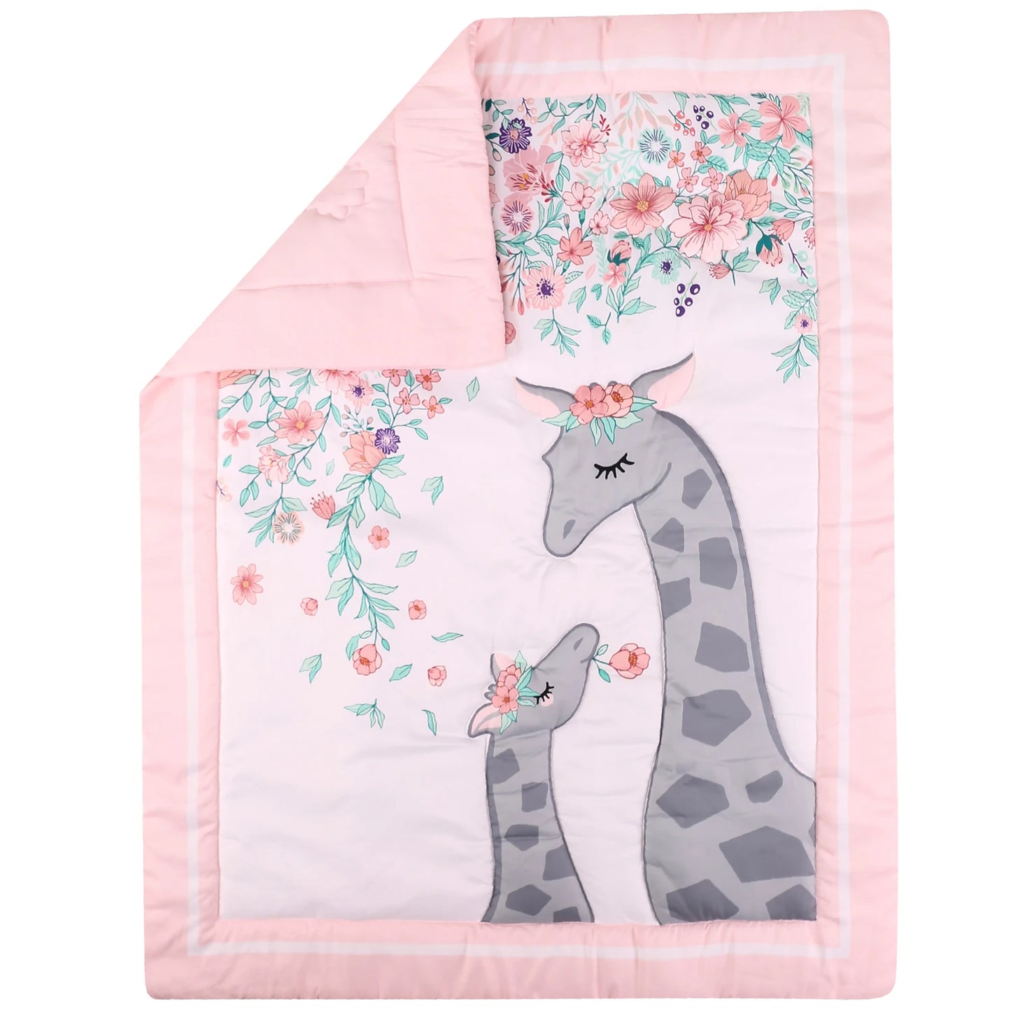 5 pcs Baby Crib Bedding Set for Girls hot sale including quilt, crib sheet, crib skirt,bumpers and pillow case