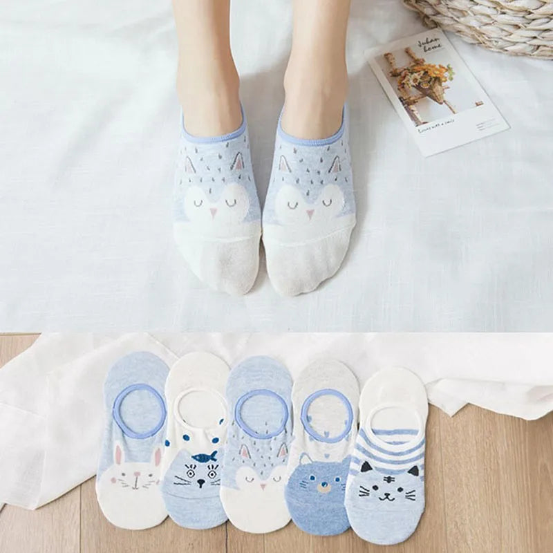 1 Pairs Cartoon Unicorn Cat Fox Socks Cute Animal Women Socks Summer Funny Short Ankle Socks Ladies Cotton Sock Dropship