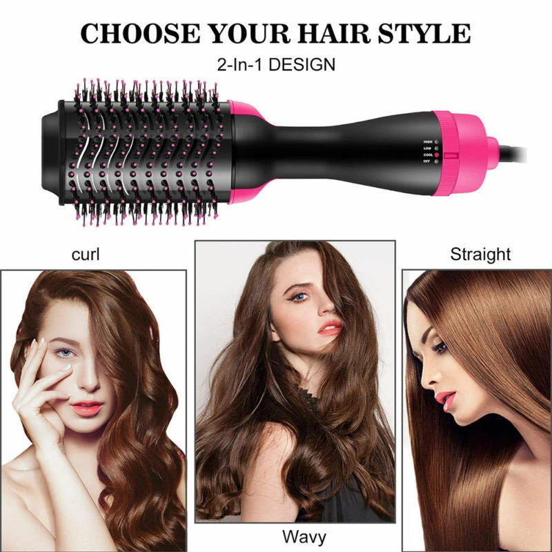 3 In 1 Electric Hair Straightener Brush Hair Curler Hair Dryer Brush Rotating Hot Air Comb Negative Ion Hair Styler Comb