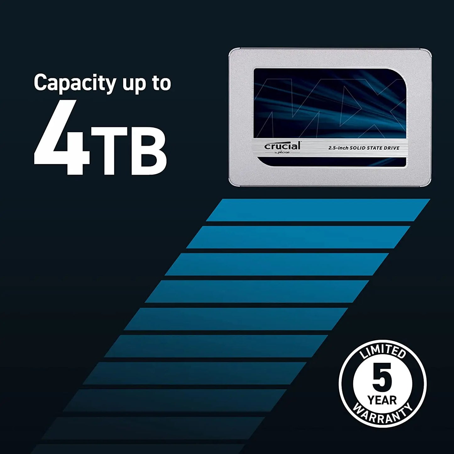 Crucial MX500 250GB 500GB 1000GB 2000GB 4000GB 3D NAND SATA3 2.5-Inch Internal SSD Internal Solid State Drive 5 years Warranty