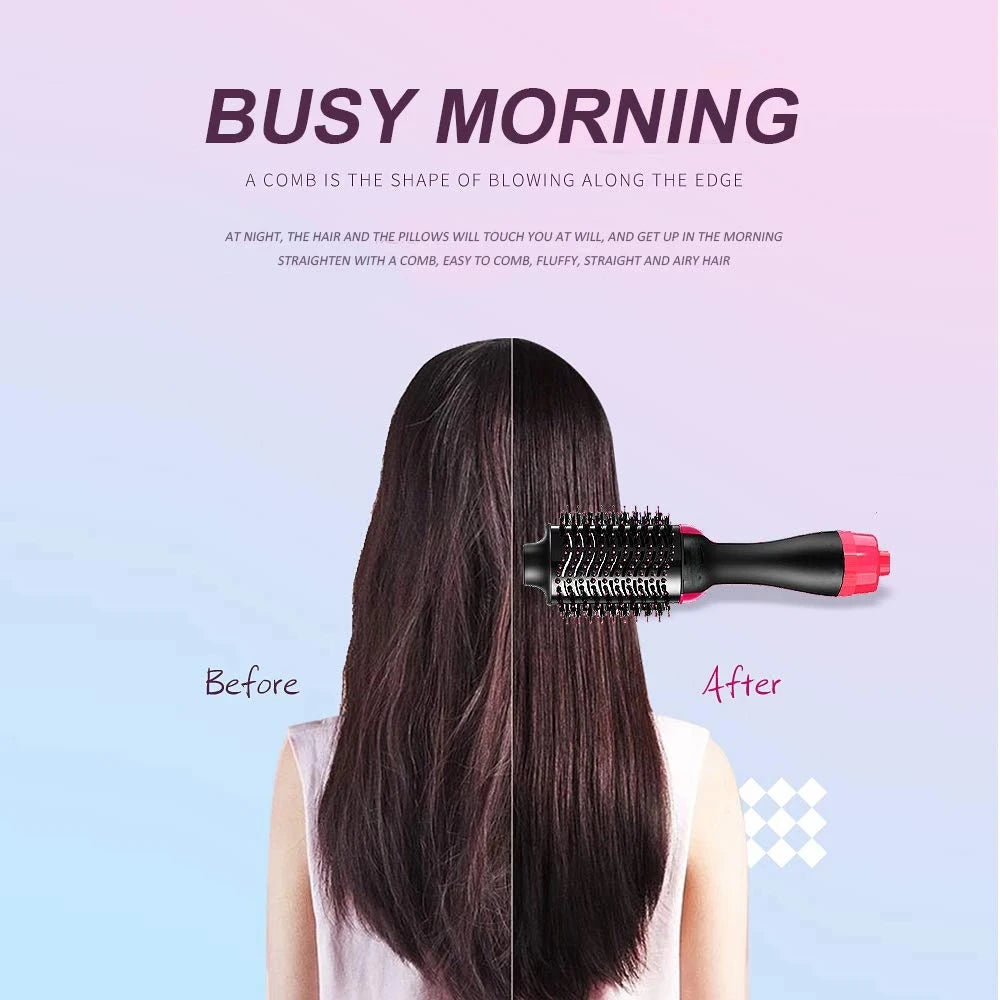 3 In 1 Electric Hair Straightener Brush Hair Curler Hair Dryer Brush Rotating Hot Air Comb Negative Ion Hair Styler Comb