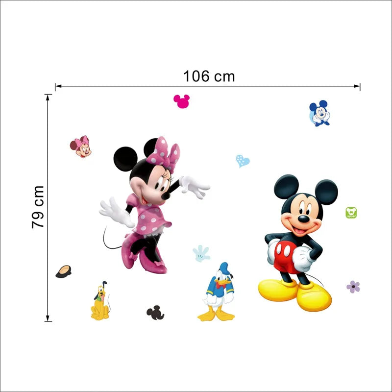 Cartoon Mickey Minnie Wall Stickers For Kids Room Bedroom Wall Decoration Movie Posters Door Sticker Gifts for kids