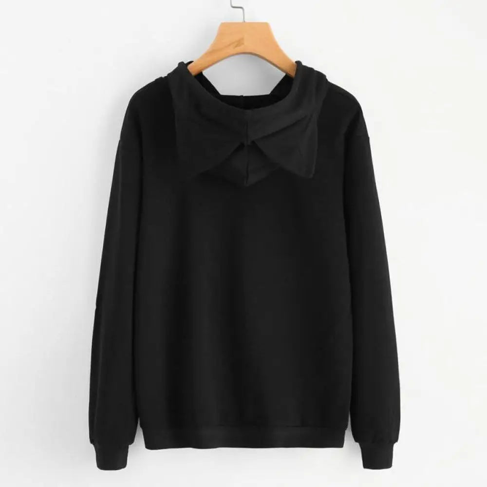 New Women Hoodies Sweatshirt Kawaii Pink Winter Cat Pattern Long Sleeve Hooded Sweatshirts Harajuku