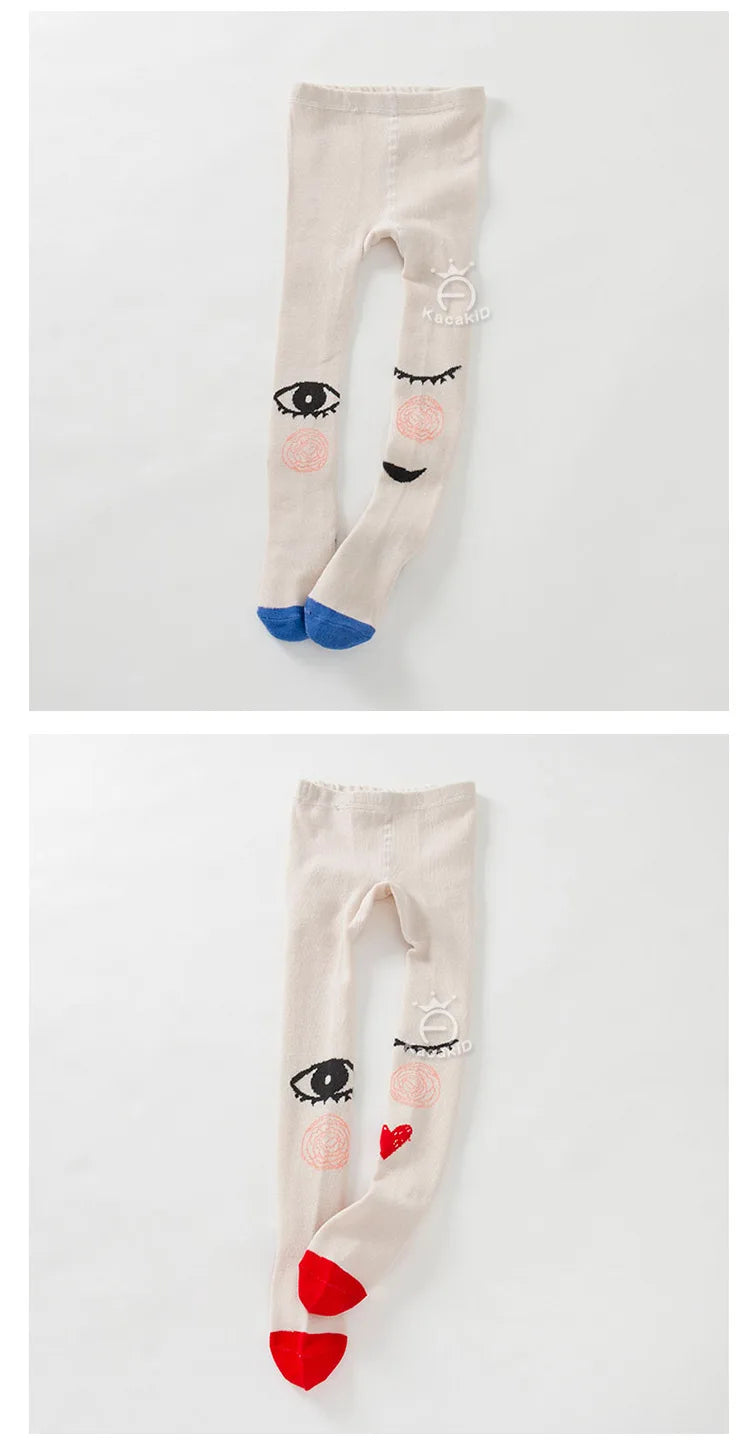 Baby Girls Pants Tights 1-7Y Kids New Autumn Winter Warm Cute Cartoon Big Eyes Pant Long Stockings Velvet Stock For Girls