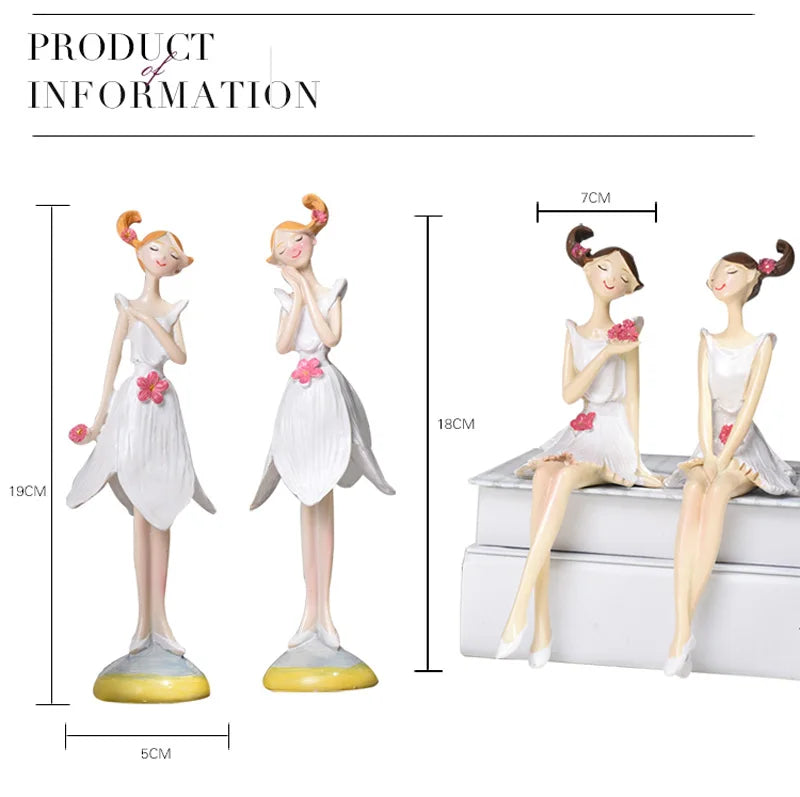 2pcs/set Beautiful Angel Resin Craft Fairy Figurines Wedding Gift Home Decoration hogar moderno fairy nordic garden angel