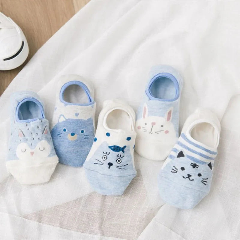 1 Pairs Cartoon Unicorn Cat Fox Socks Cute Animal Women Socks Summer Funny Short Ankle Socks Ladies Cotton Sock Dropship
