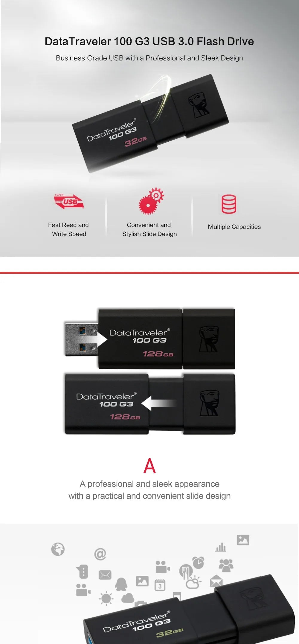 Kingston USB Flash Drive 16GB 32GB pendrive 64GB memoria usb stick USB Pen Disk Stick DT100G3 USB 3.0 flash drive usb stick gift