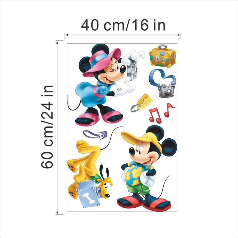 Cartoon Mickey Minnie Wall Stickers For Kids Room Bedroom Wall Decoration Movie Posters Door Sticker Gifts for kids