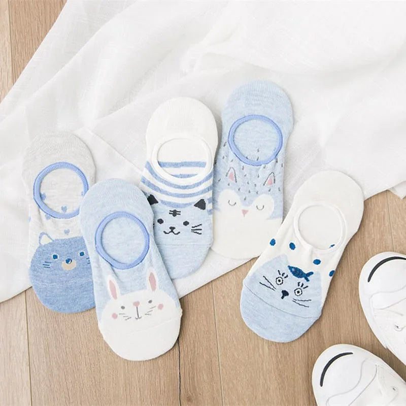 1 Pairs Cartoon Unicorn Cat Fox Socks Cute Animal Women Socks Summer Funny Short Ankle Socks Ladies Cotton Sock Dropship