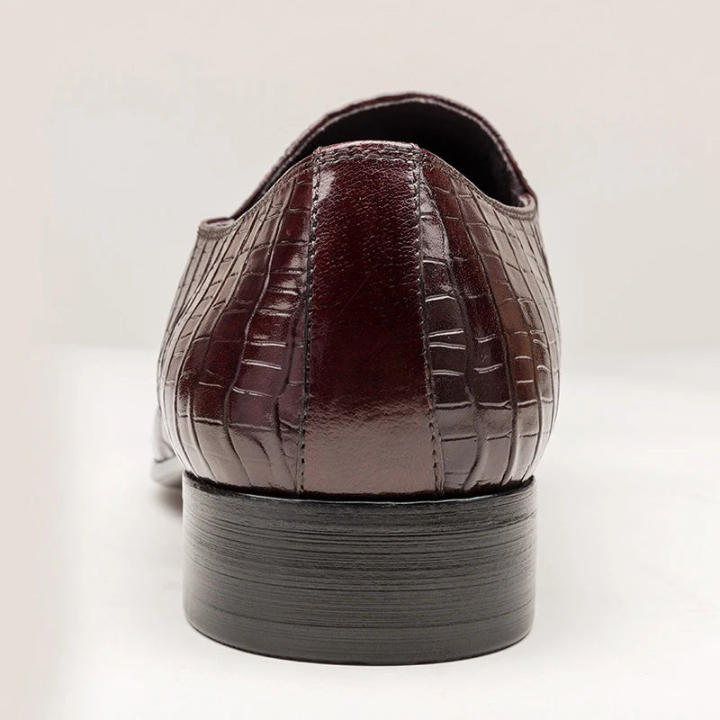 Fashion Men Casual Leather Shoes Crocodile Pattern Luxury Dress Shoes Slip-on Wedding Shoes Leather Brogues Big Size 38-48
