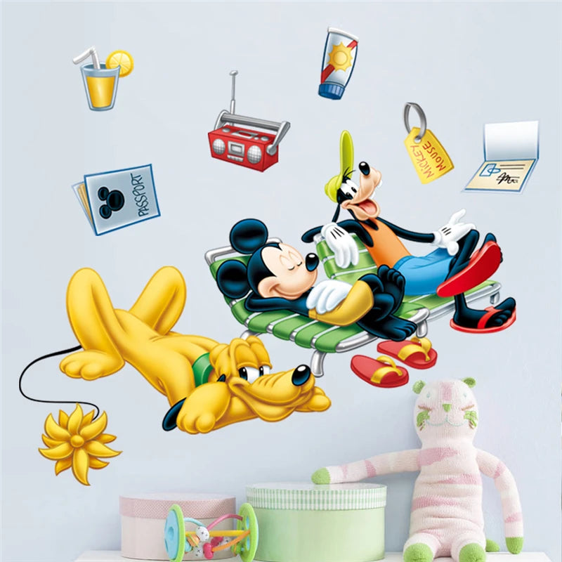 Cartoon Mickey Minnie Wall Stickers For Kids Room Bedroom Wall Decoration Movie Posters Door Sticker Gifts for kids