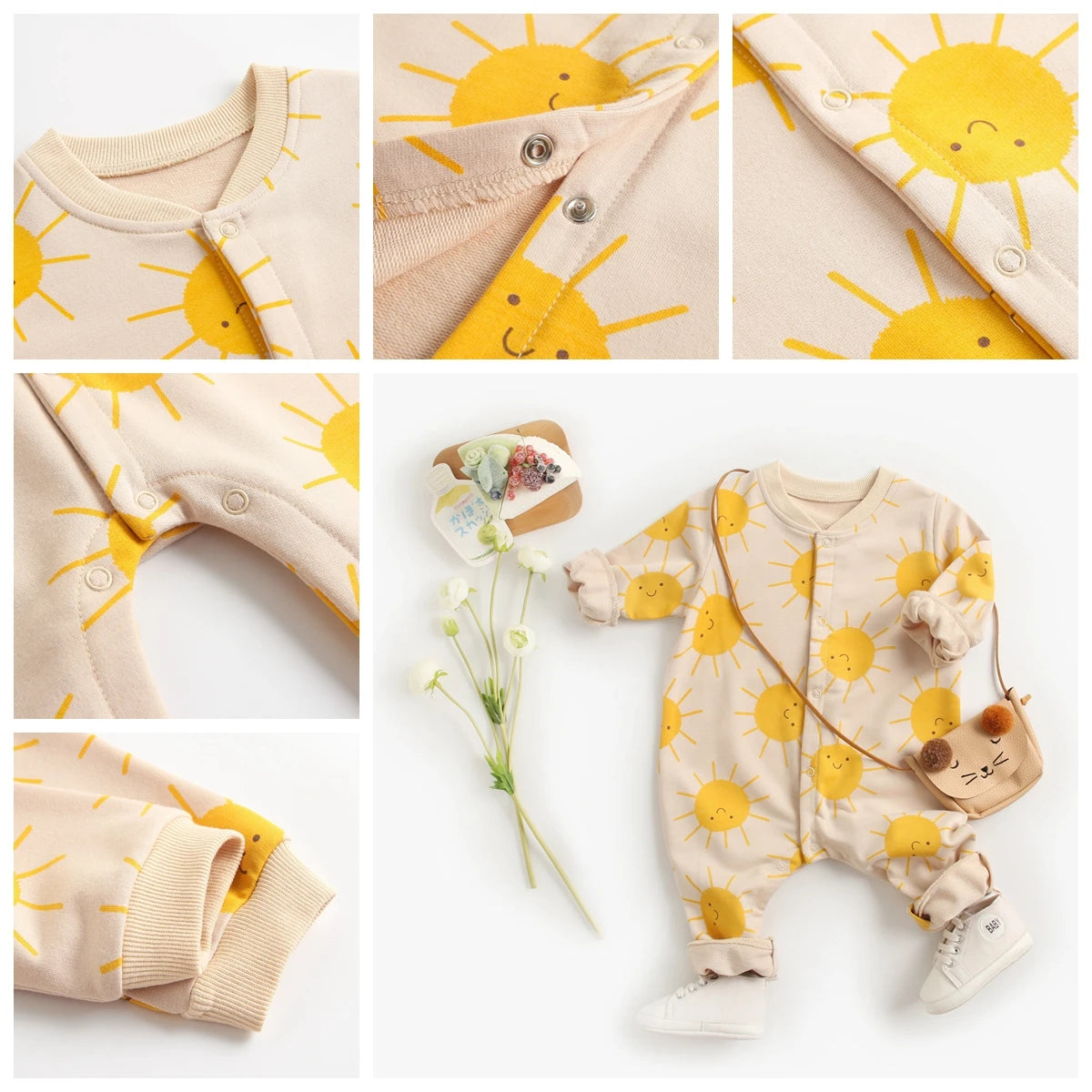 Sanlutoz Cartoon Baby Rompers Cotton Long Sleeve Infants Jumpsuits Cute Autumn Winter Toddler Clothes