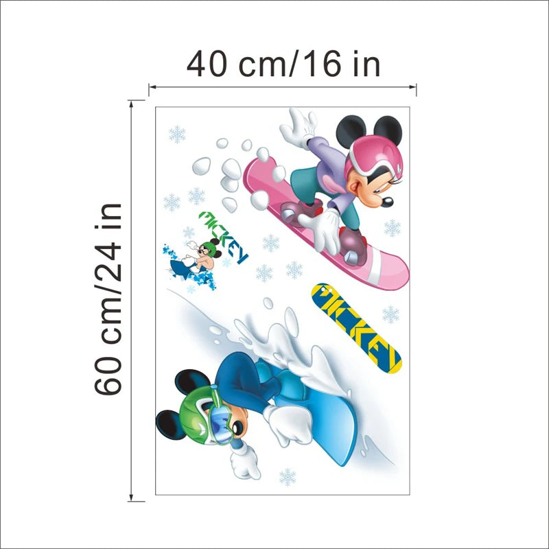 Cartoon Mickey Minnie Wall Stickers For Kids Room Bedroom Wall Decoration Movie Posters Door Sticker Gifts for kids