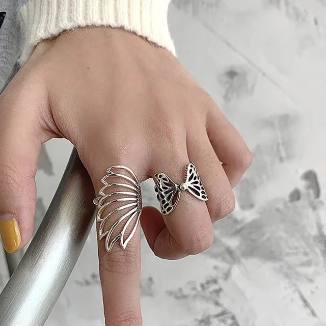 925 Sterling Silver Party Rings New Fashion Creative Hollow Butterfly Wings Wedding Bride Jewelry Gifts for Women