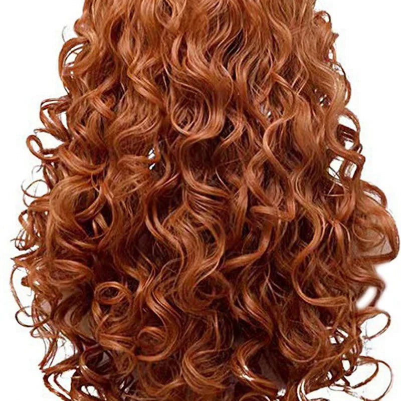 European And American Style Women's Brown Long Curly Wig Wool Curly Wig Medium Parted Chemical Fiber Wig